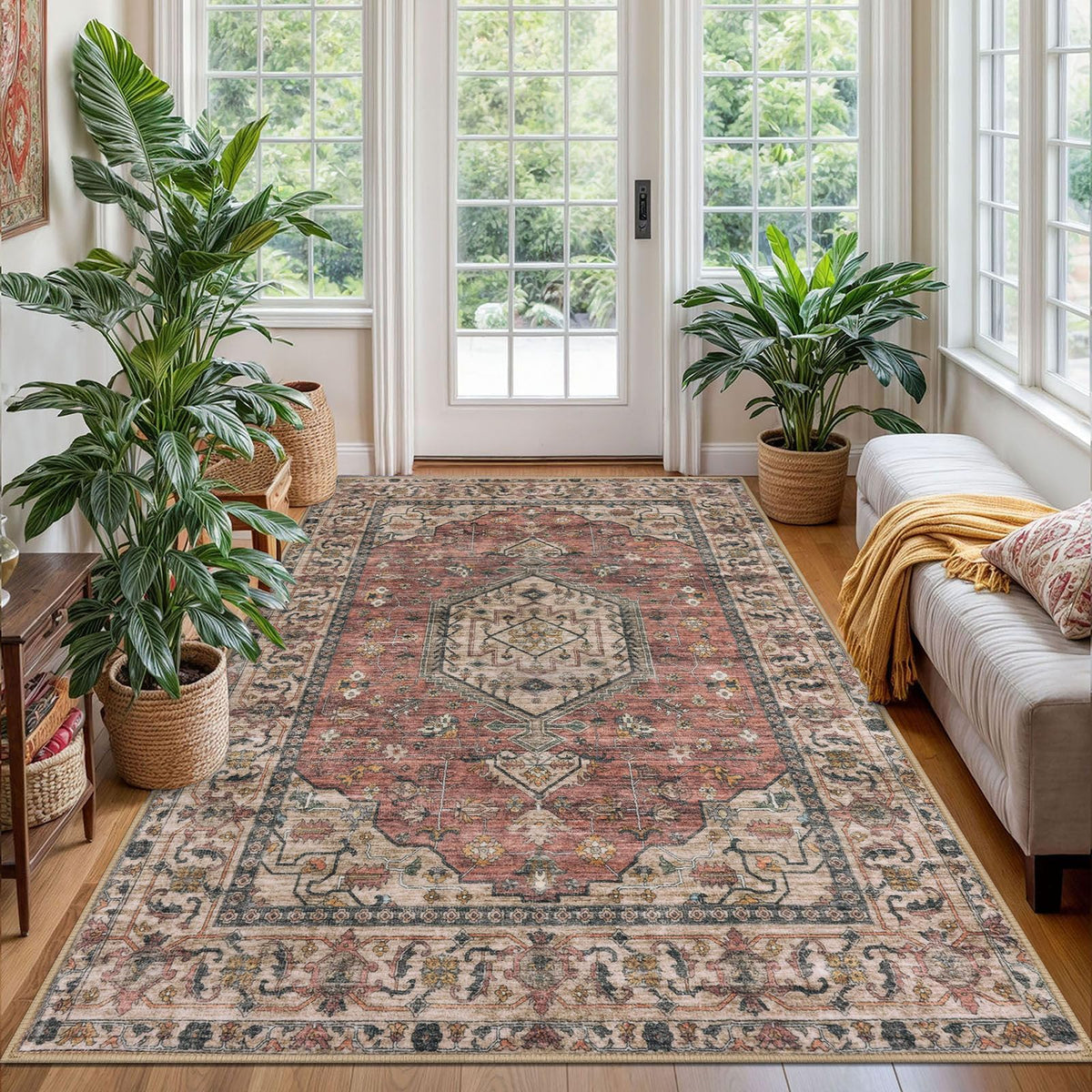 KUTA Entryway Rugs Indoor Washable Small Area Rug 2x3 Blue Entrance Carpet