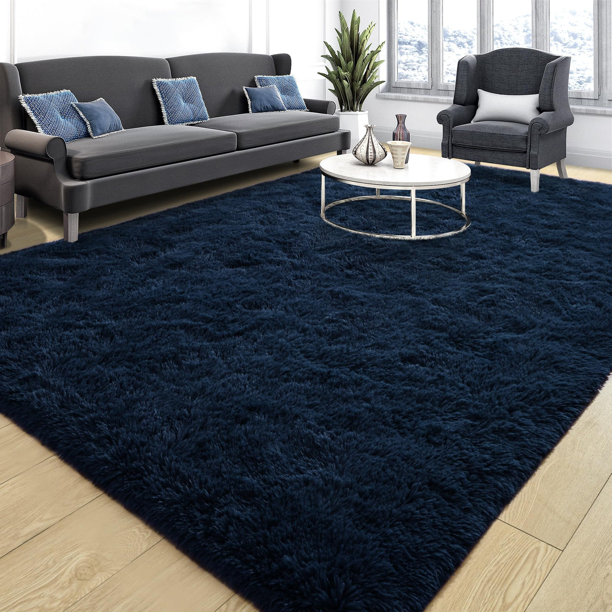 Tepook Black Soft Runner Rugs for Bedroom 2x6 ft with Rubber Backing