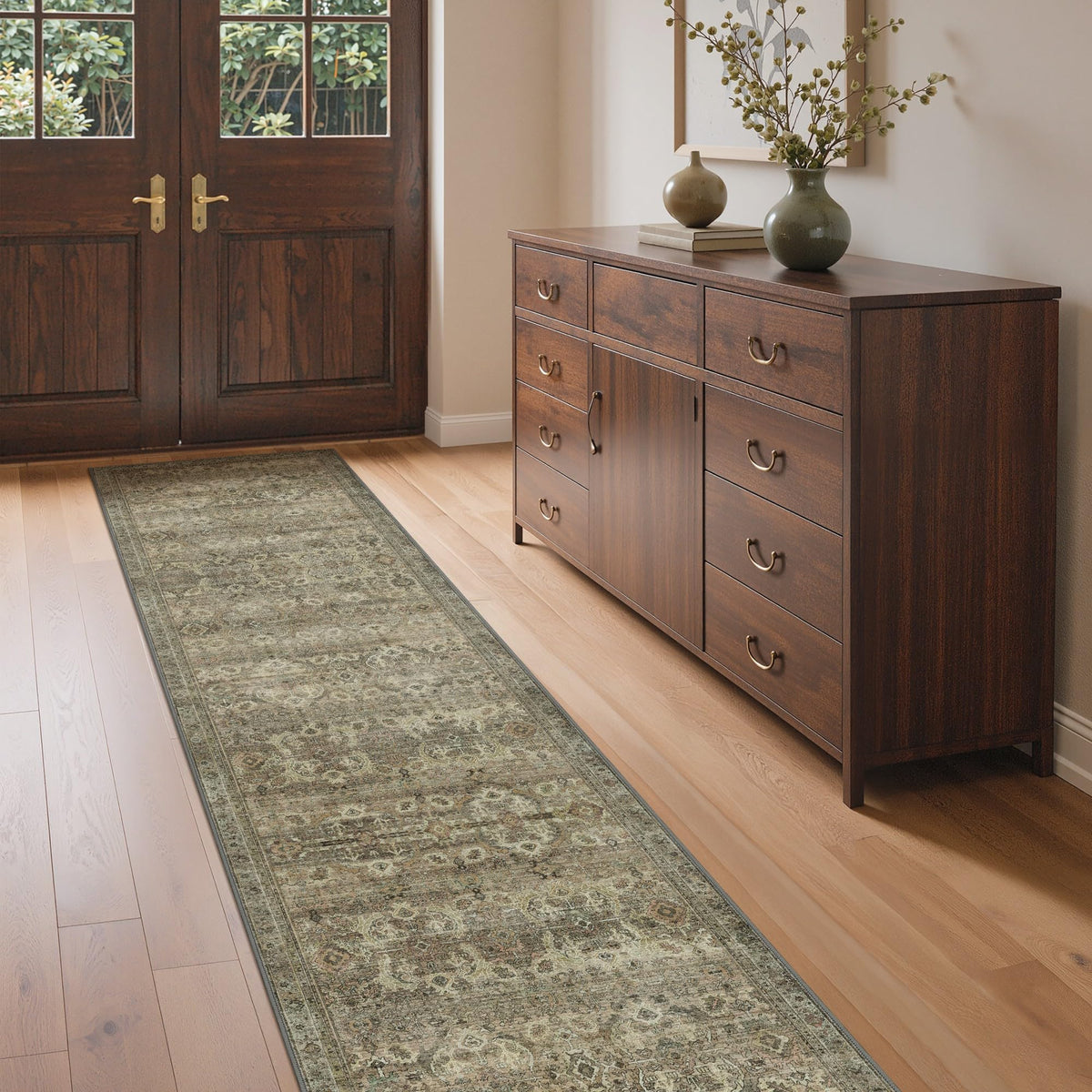 GENIMO 2x5 Washable Runner Rug Non Slip for Hallway, Light Taupe Brown
