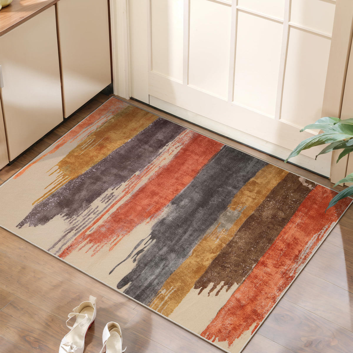 Ciicool Washable Area Rug 2x3 Entryway Rug, Modern Abstract Entry Mat Navy