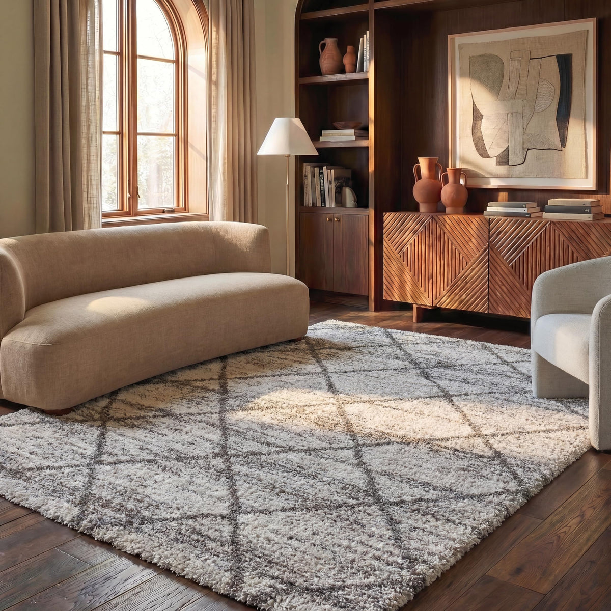 SAFAVIEH Hudson Shag Accent Rug 2'x3', Soft Distressed Grey & Ivory SGH281K