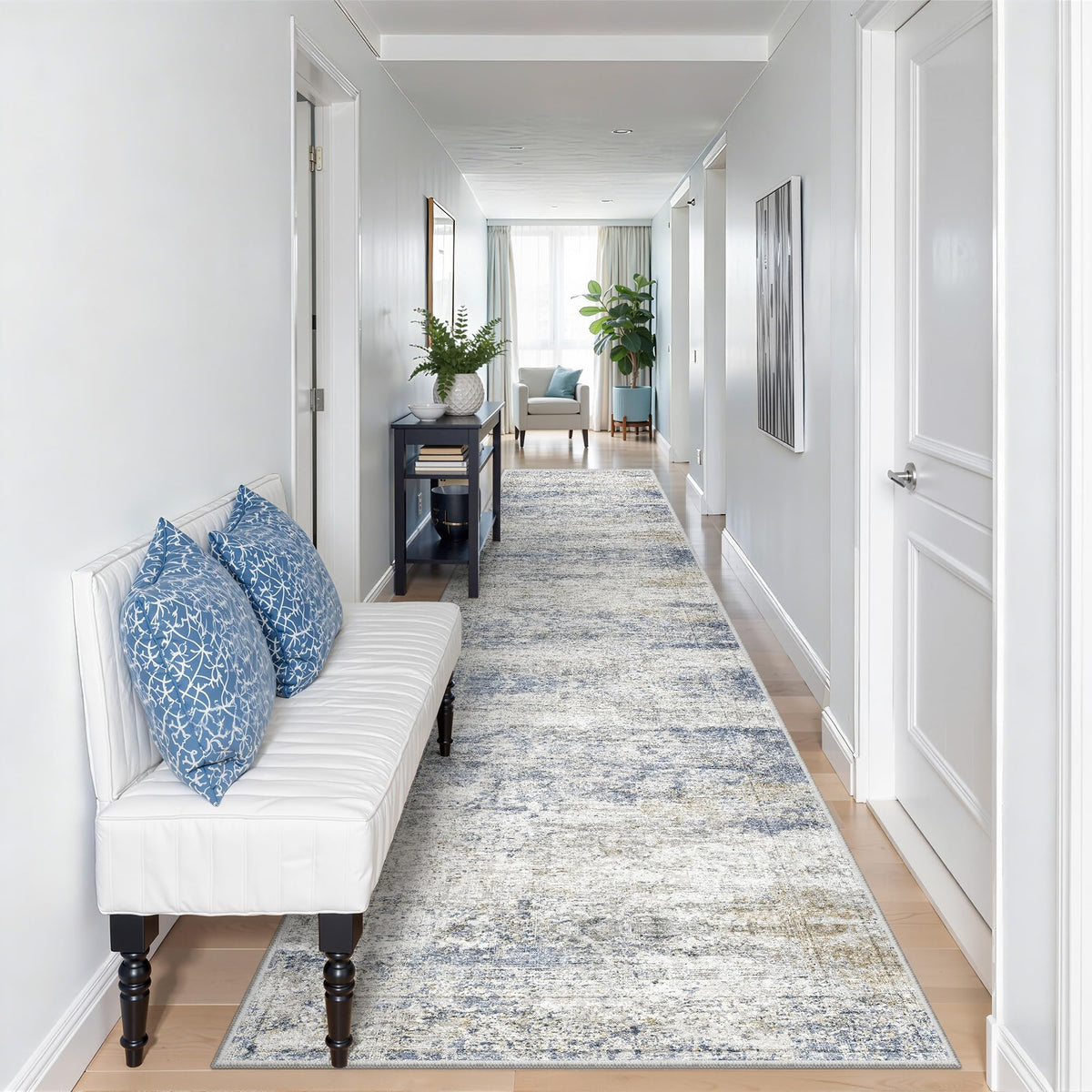 2x8 Runner Rug Non Slip,Washable Hallway Runner Rug,Beige