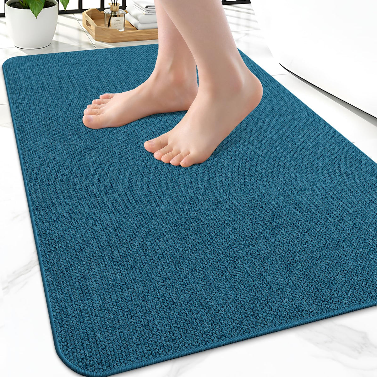 Smiry Ultra Thin Bath Mat 30X20, Non Slip Rubber Washable Bathroom Rugs