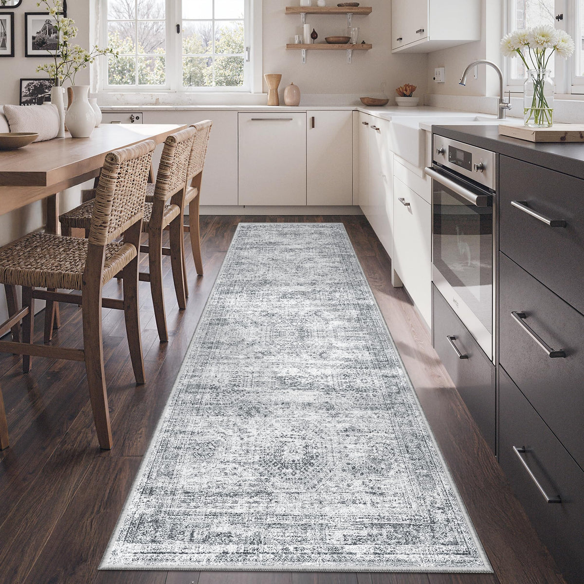 2x8 Runner Rug Non Slip,Washable Hallway Runner Rug,Beige