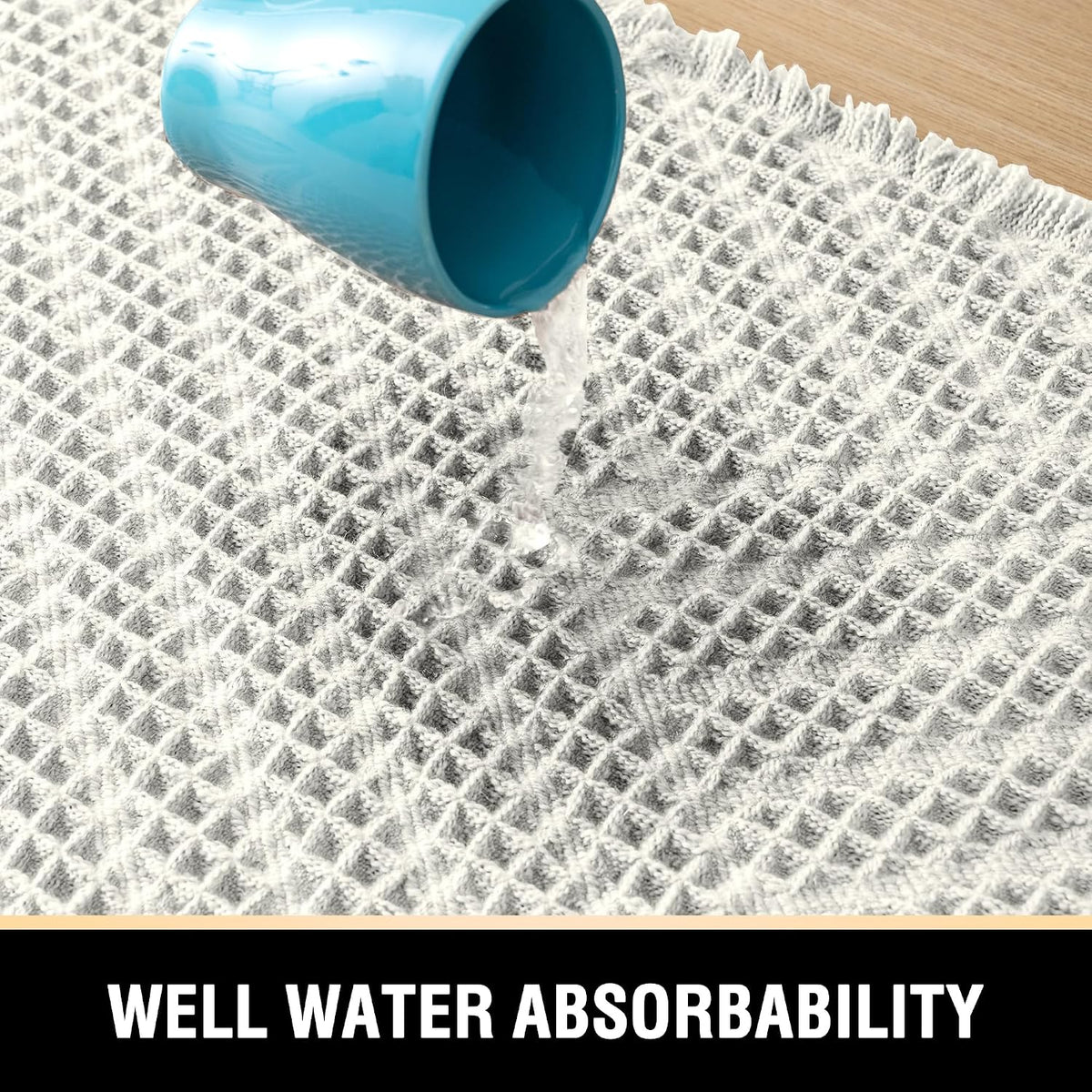 H.VERSAILTEX Waffle Bath Mat Super Absorbent Boho Bath Mat Non Slip Bath Rugs for Bathroom Floor Machine Washable Dry Fast Bathroom Rugs with Tassels, 24" x 36", Ivory White