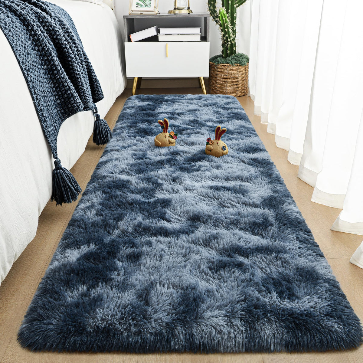 Tepook Black Soft Runner Rugs for Bedroom 2x6 ft with Rubber Backing