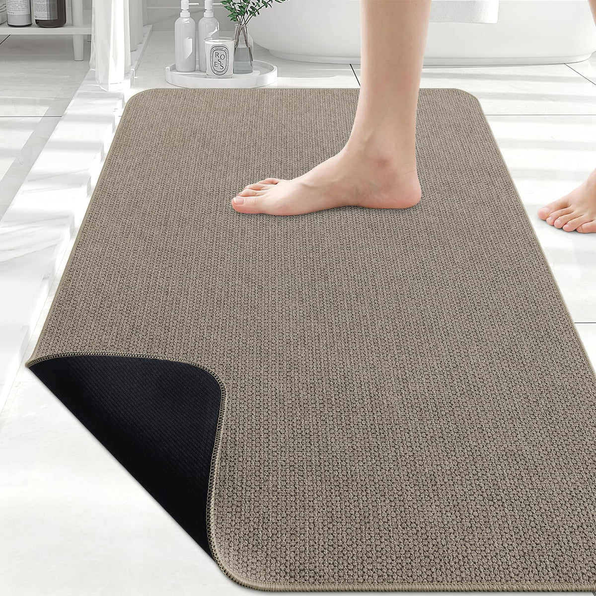Smiry Ultra Thin Bath Mat 30X20, Non Slip Rubber Washable Bathroom Rugs