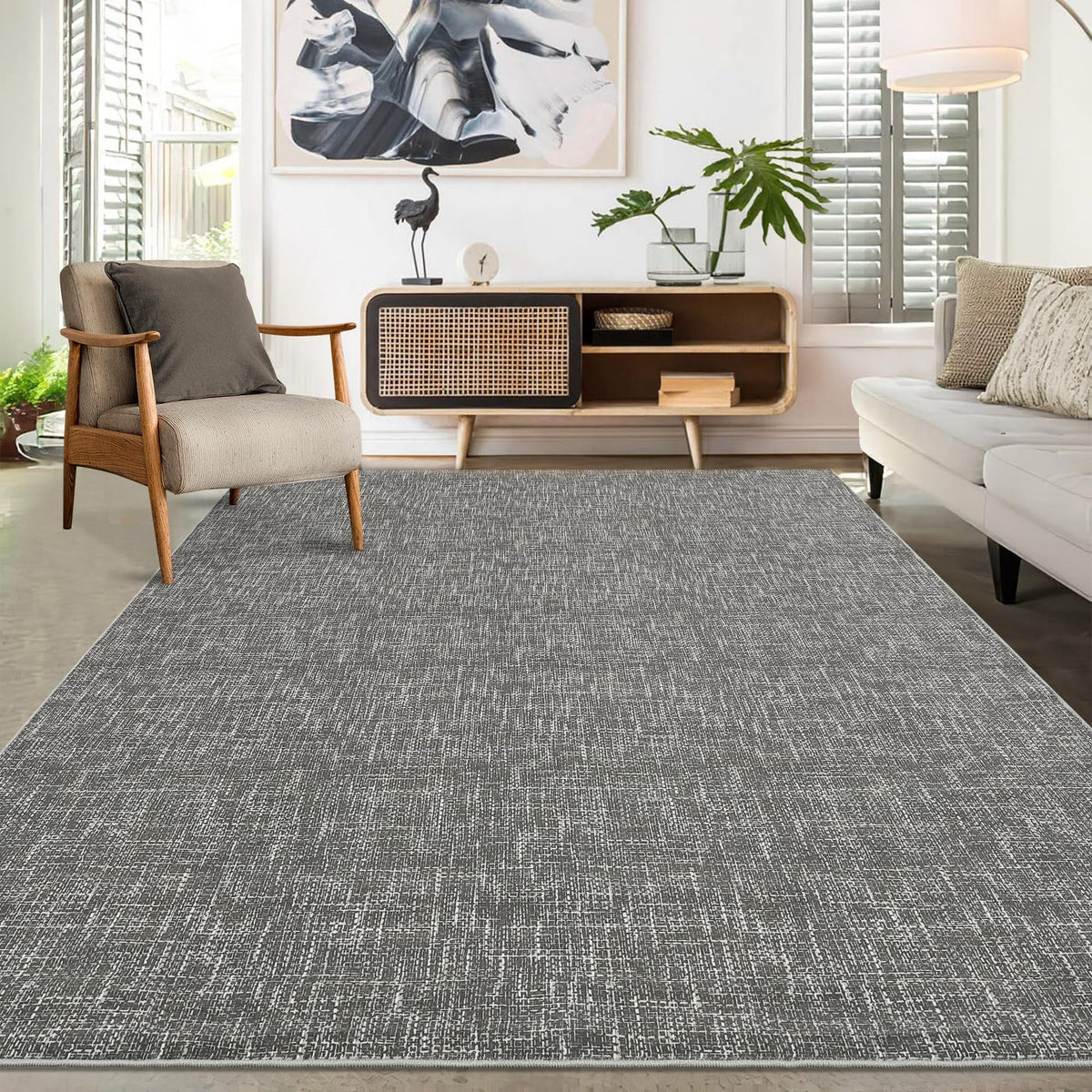 RUGSREAL Small Area Rug 2x3 Entryway Mat with Rubber Backing Stain Resistant Throw Carpet Modern Solid Color Bath Mat Contempowary Washable Rug for Living Room Bedroom Dining Room Kitchen, Beige 2x3