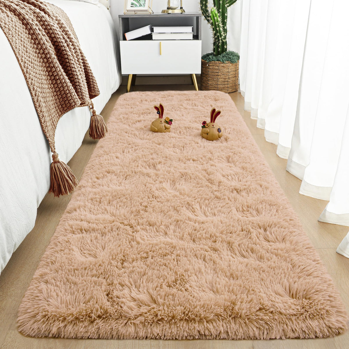 Tepook Black Soft Runner Rugs for Bedroom 2x6 ft with Rubber Backing