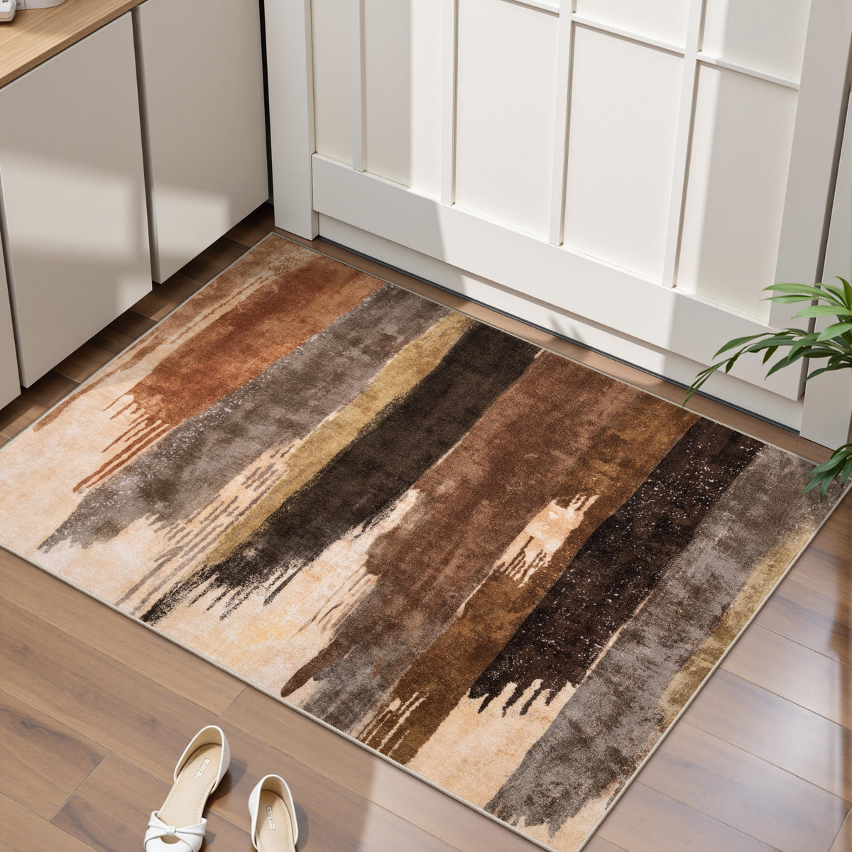 Ciicool Washable Area Rug 2x3 Entryway Rug, Modern Abstract Entry Mat Navy