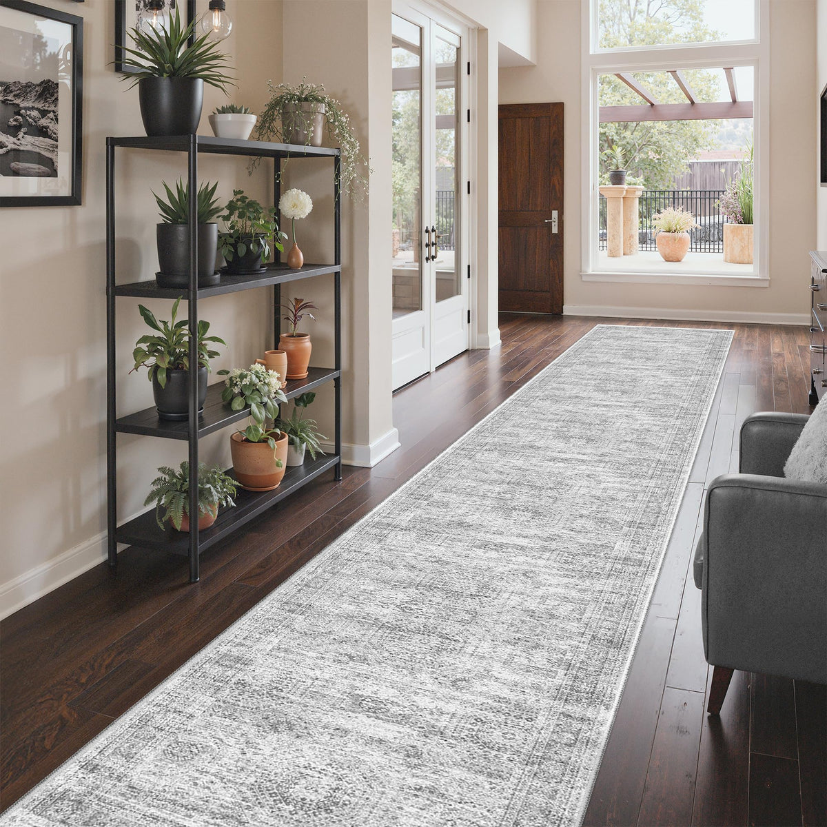 2x8 Runner Rug Non Slip,Washable Hallway Runner Rug,Beige