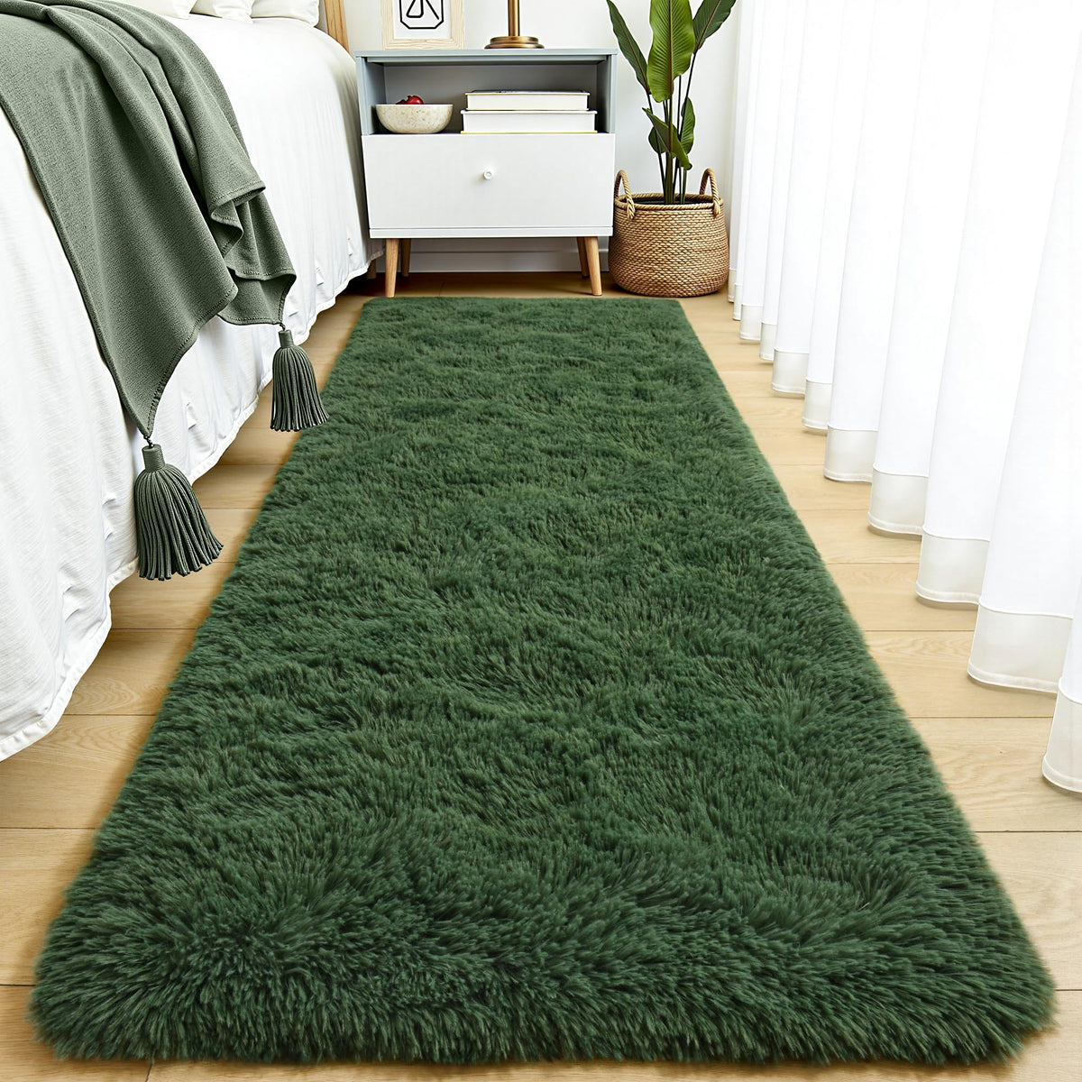 Tepook Black Soft Runner Rugs for Bedroom 2x6 ft with Rubber Backing