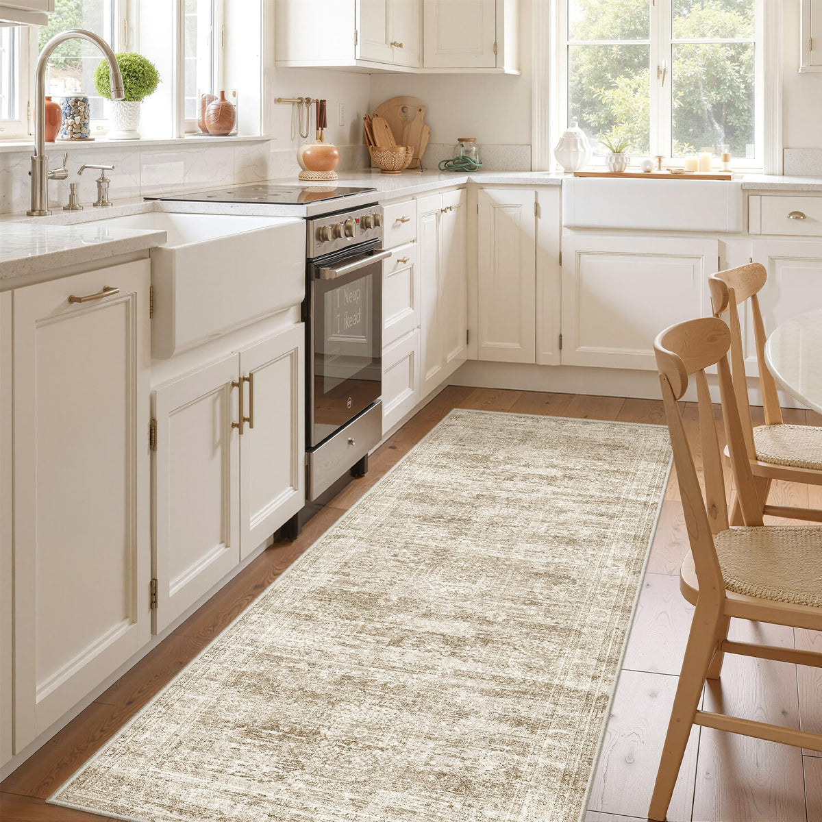 2x8 Runner Rug Non Slip,Washable Hallway Runner Rug,Beige