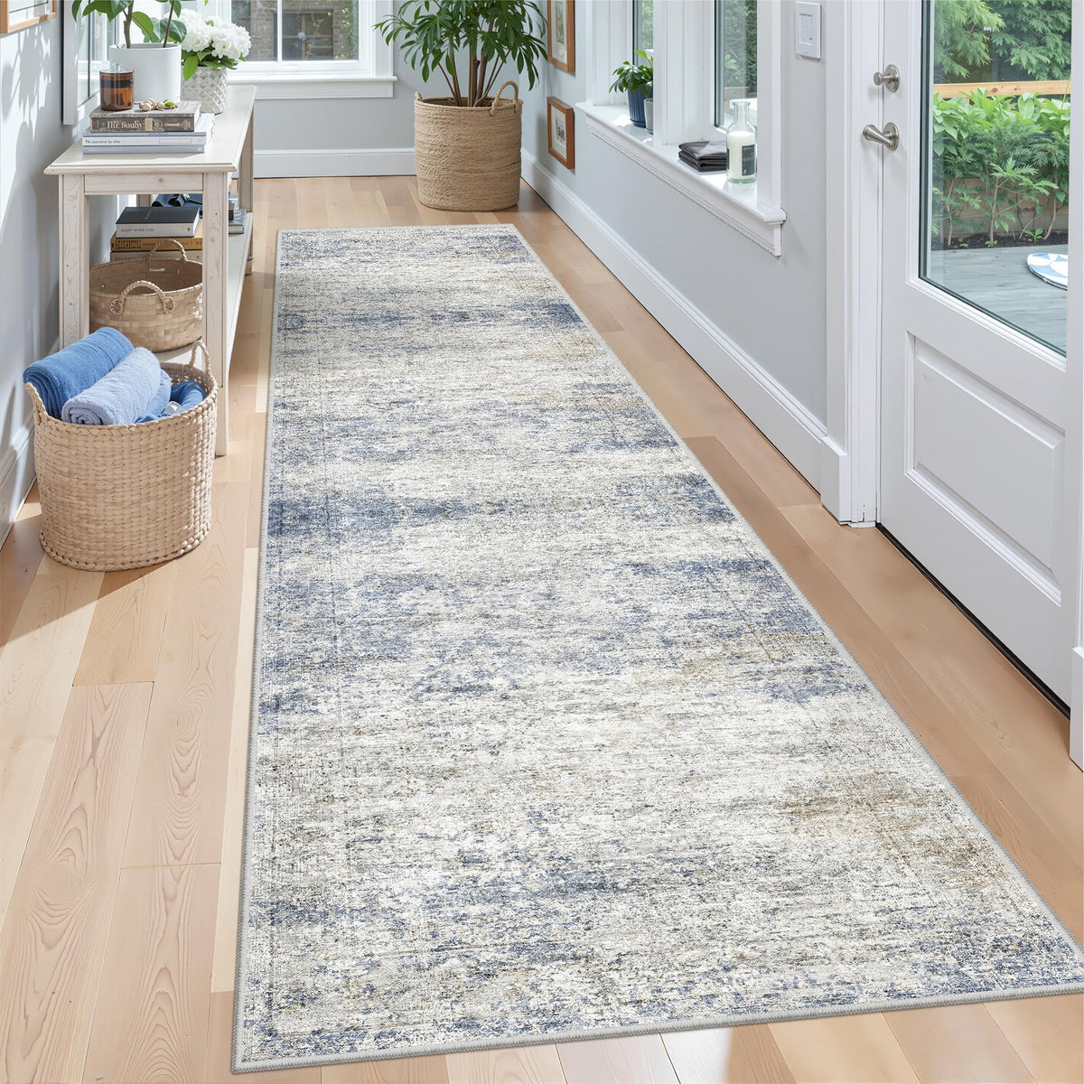2x8 Runner Rug Non Slip,Washable Hallway Runner Rug,Beige