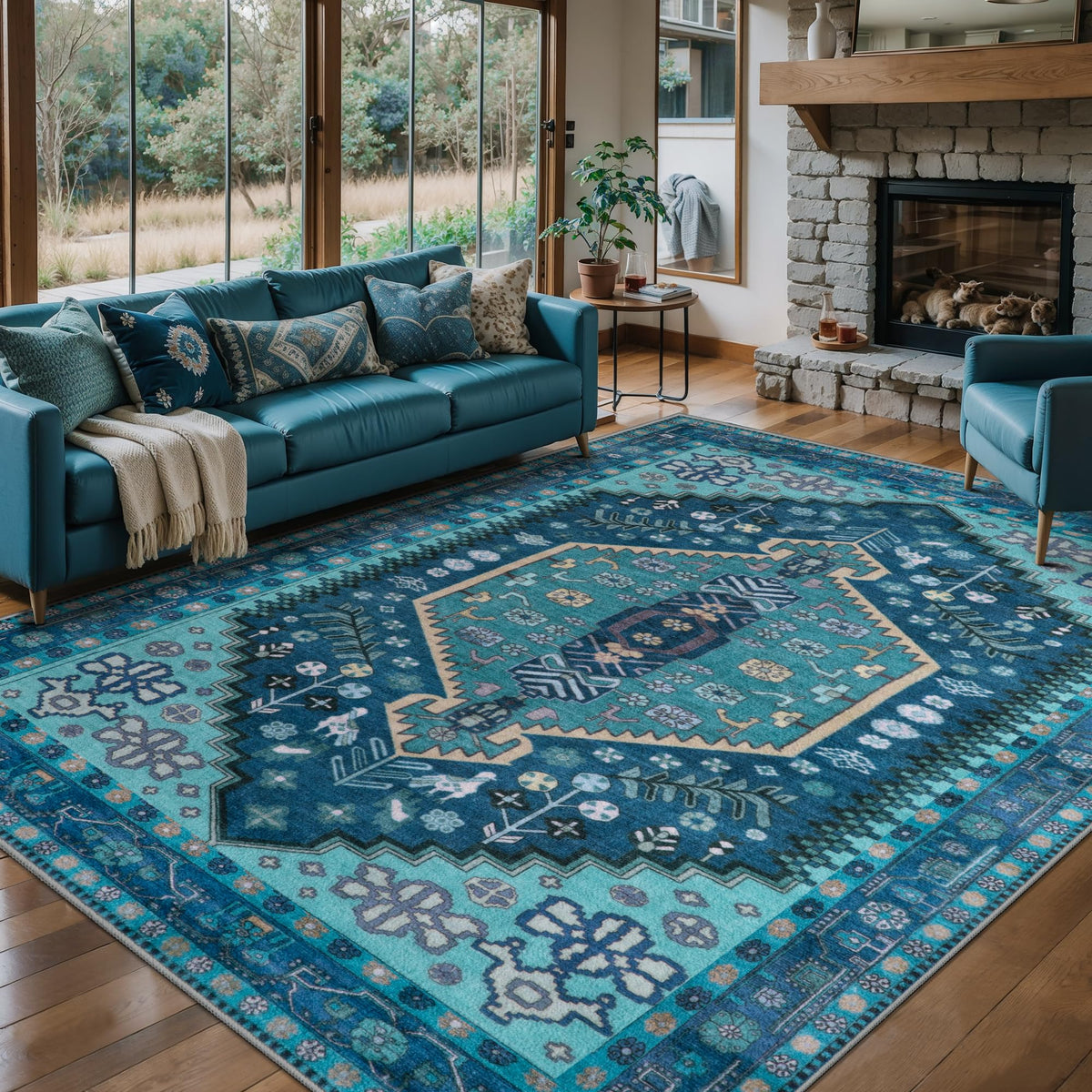 Ciicool Washable 3x5 Area Rug,Boho Non-Slip Indoor Mat for Entryway Kitchen
