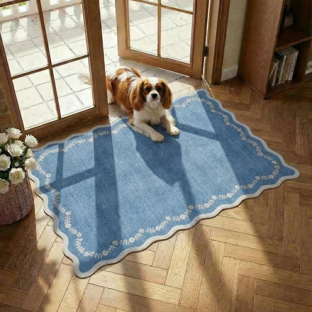 GarveeHome 3x5 Scalloped Washable Area Rug Non Slip Bedroom Entryway Rug