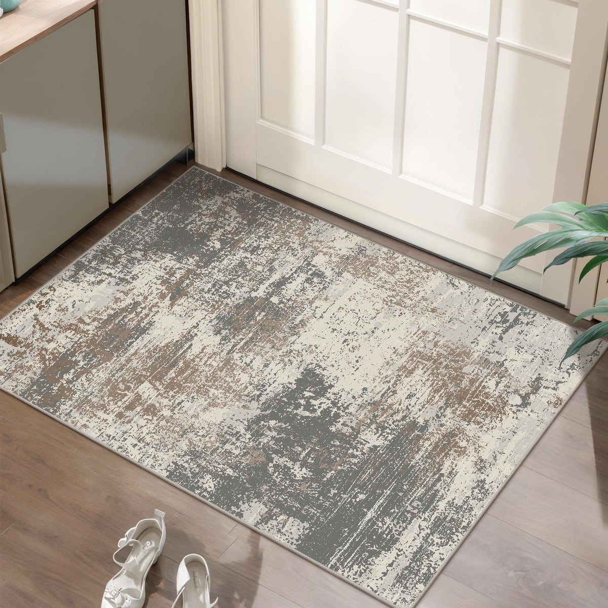 Ciicool Washable Area Rug 2x3 Entryway Rug, Modern Abstract Entry Mat Navy