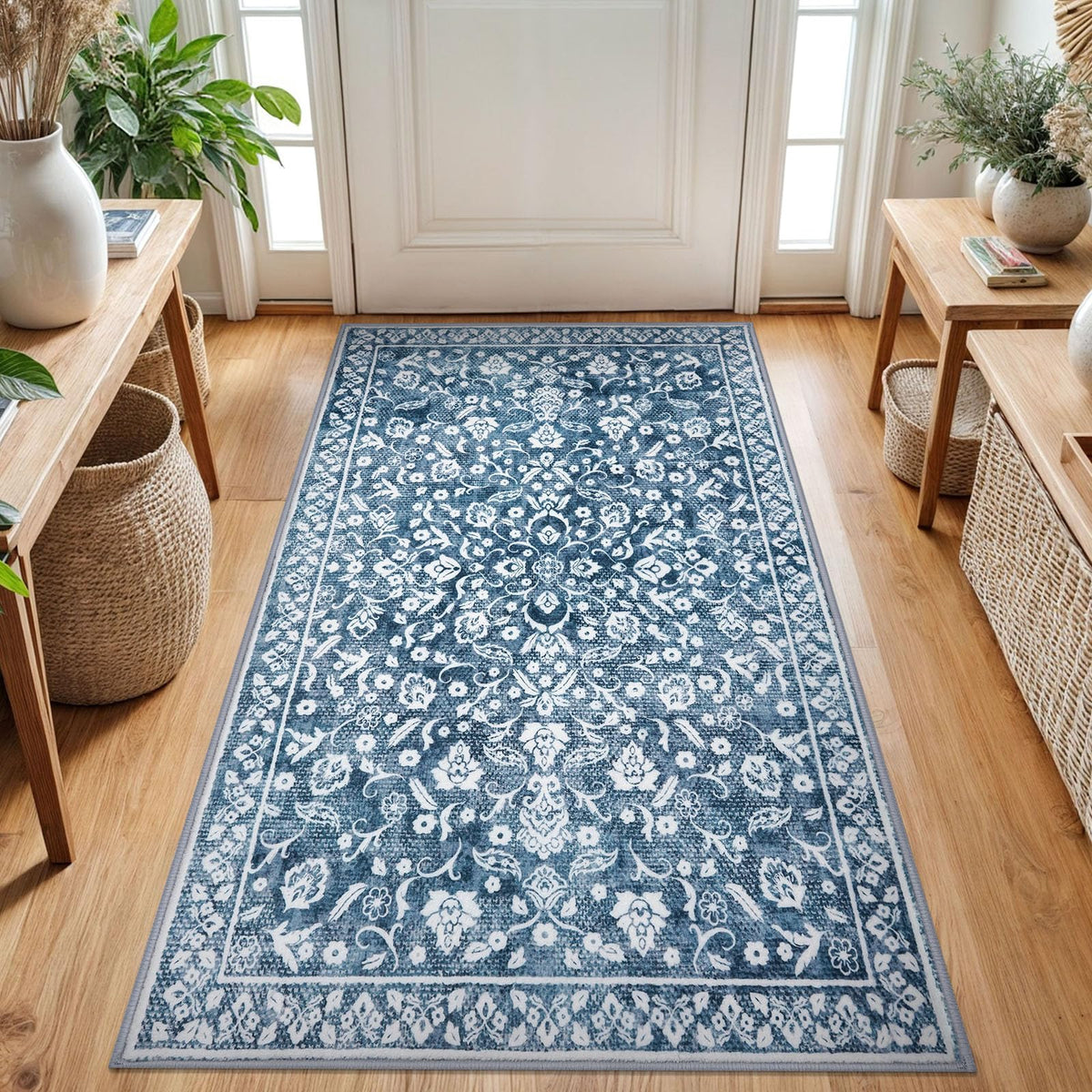 Vintage Washable Entryway Rug 2x3 Small Area Rug Non Slip Door Mat