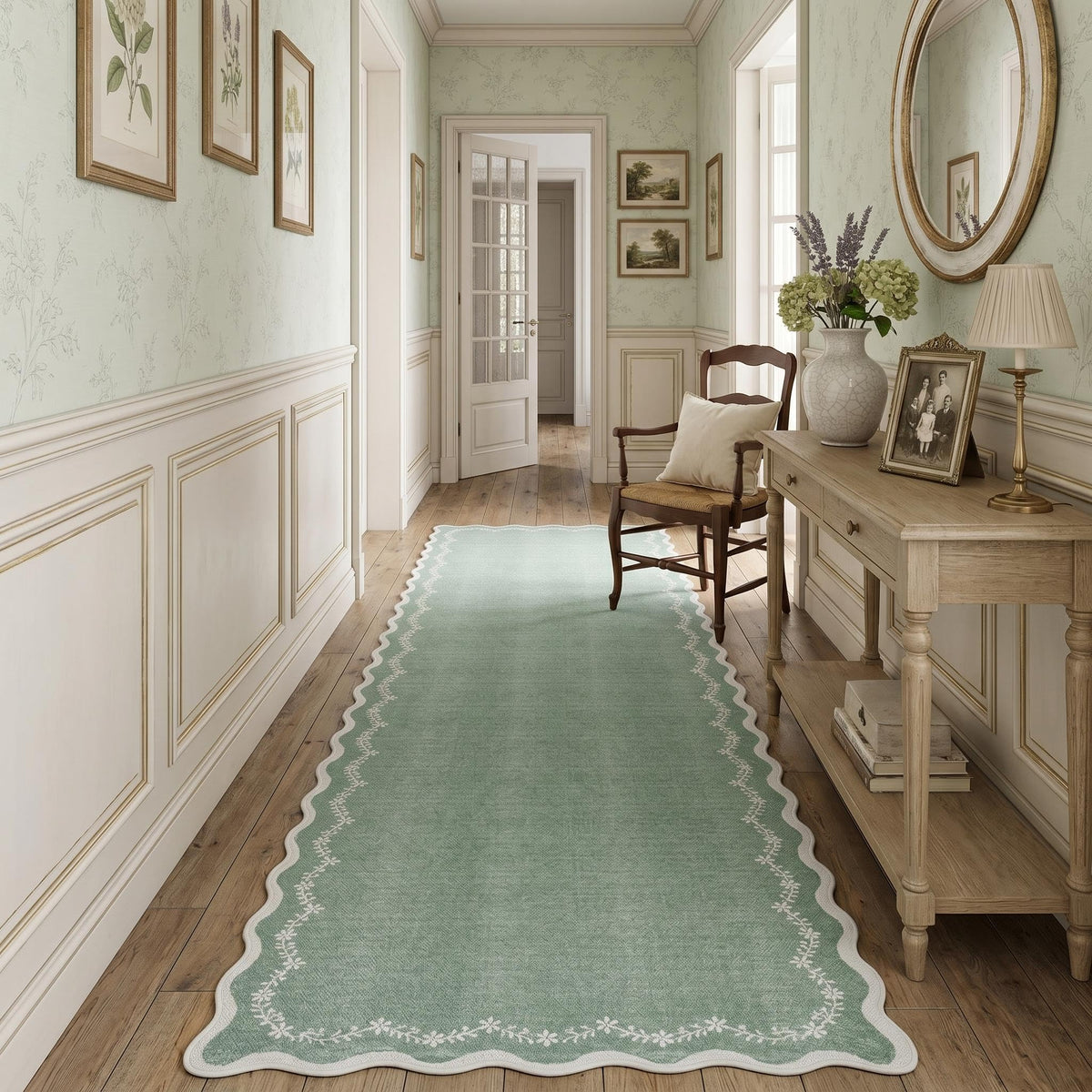 GarveeHome 3x5 Scalloped Washable Area Rug Non Slip Bedroom Entryway Rug