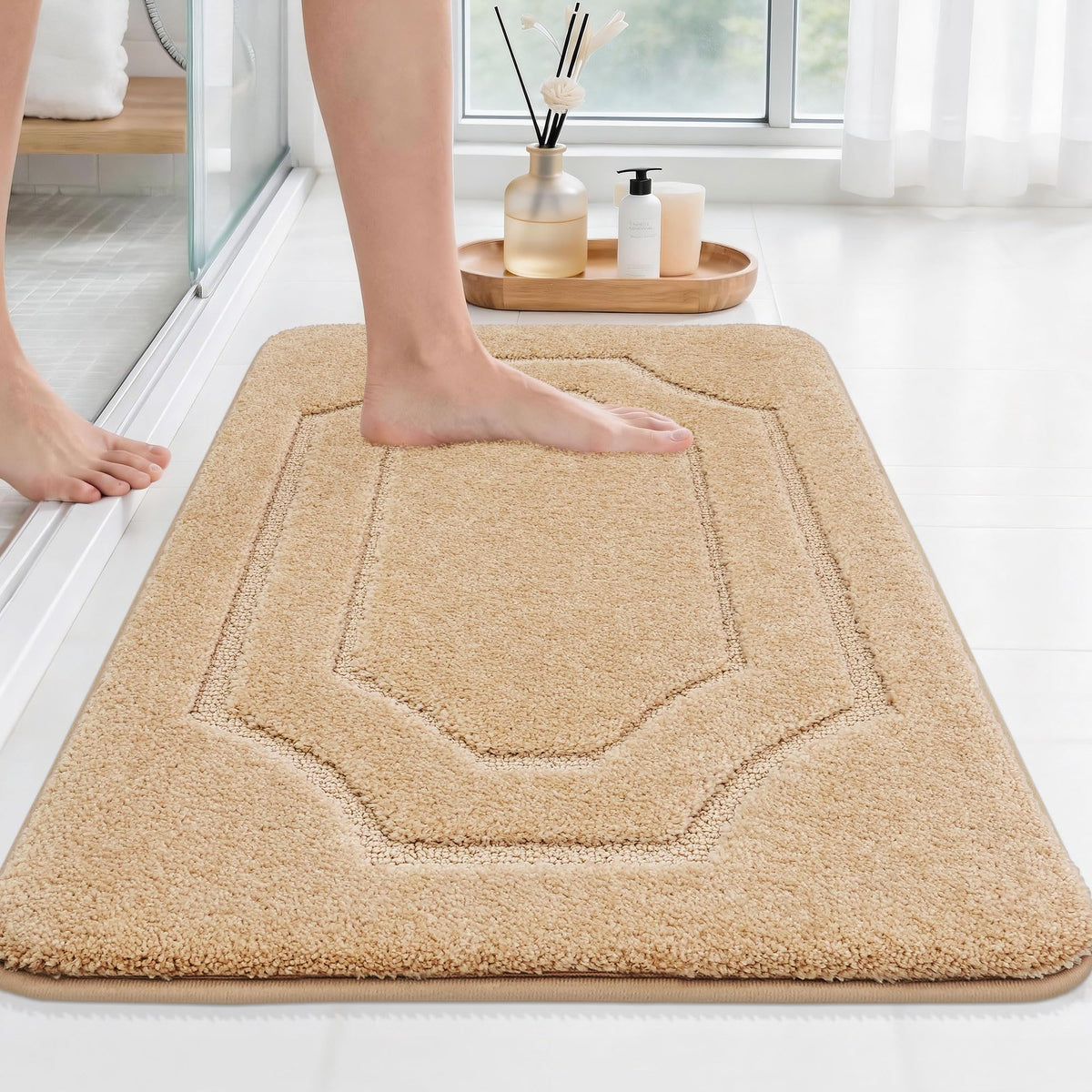 BEQHAUSE Bathroom Rugs Non Slip Bath Mat Soft Absorbent, 24"x36", Green