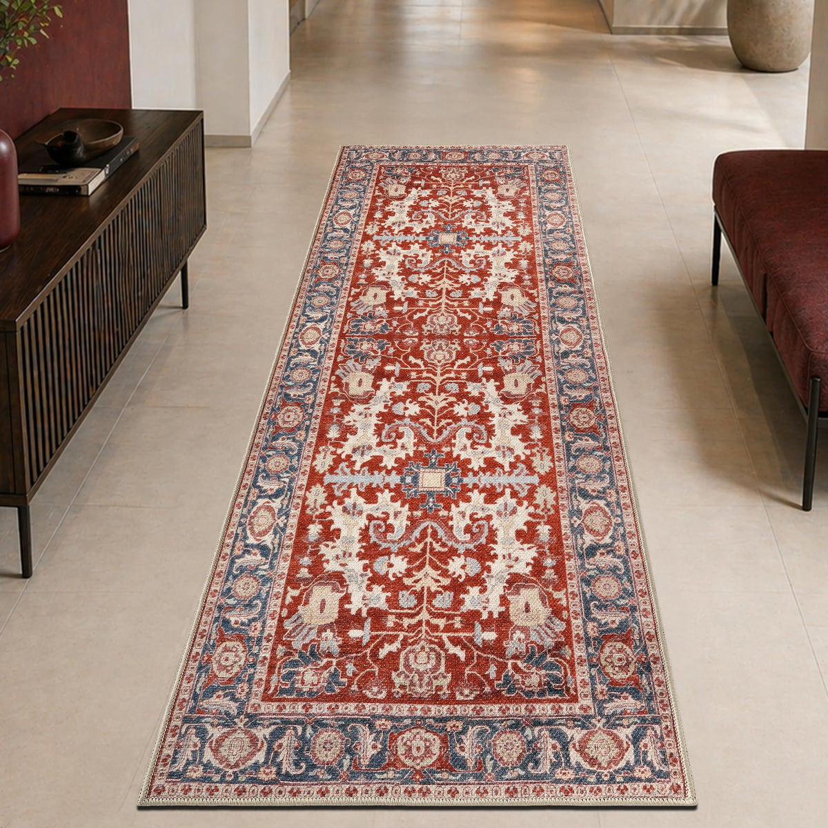 Keen Home Design Vintage Washable Entryway Rug, Non-Slip Low Pile, 2x3
