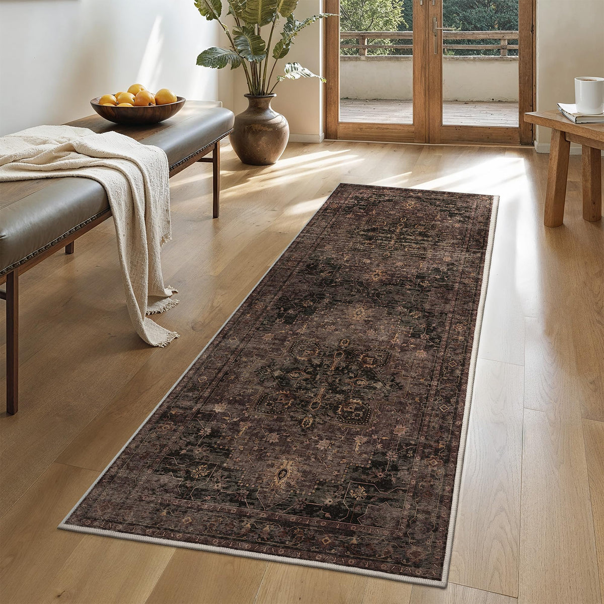 GENIMO 2x5 Washable Runner Rug Non Slip for Hallway, Light Taupe Brown