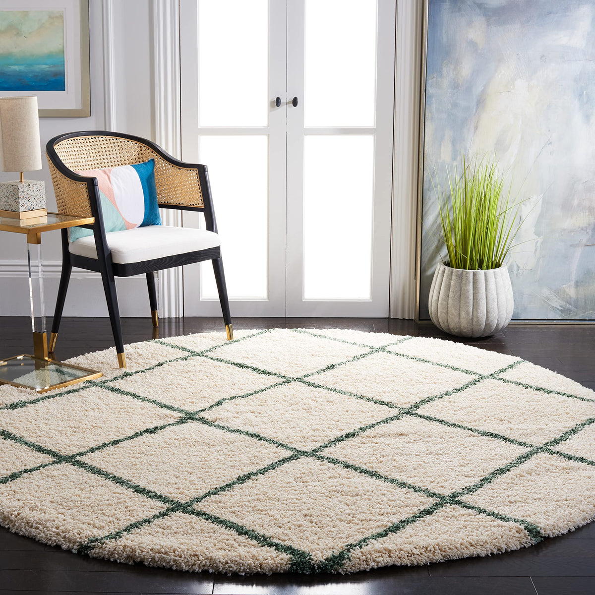 SAFAVIEH Hudson Shag Accent Rug 2'x3', Soft Distressed Grey & Ivory SGH281K