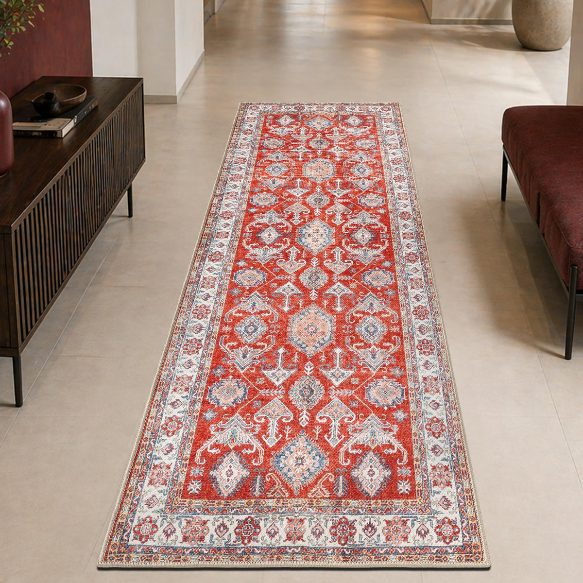 Keen Home Design Vintage Washable Entryway Rug, Non-Slip Low Pile, 2x3