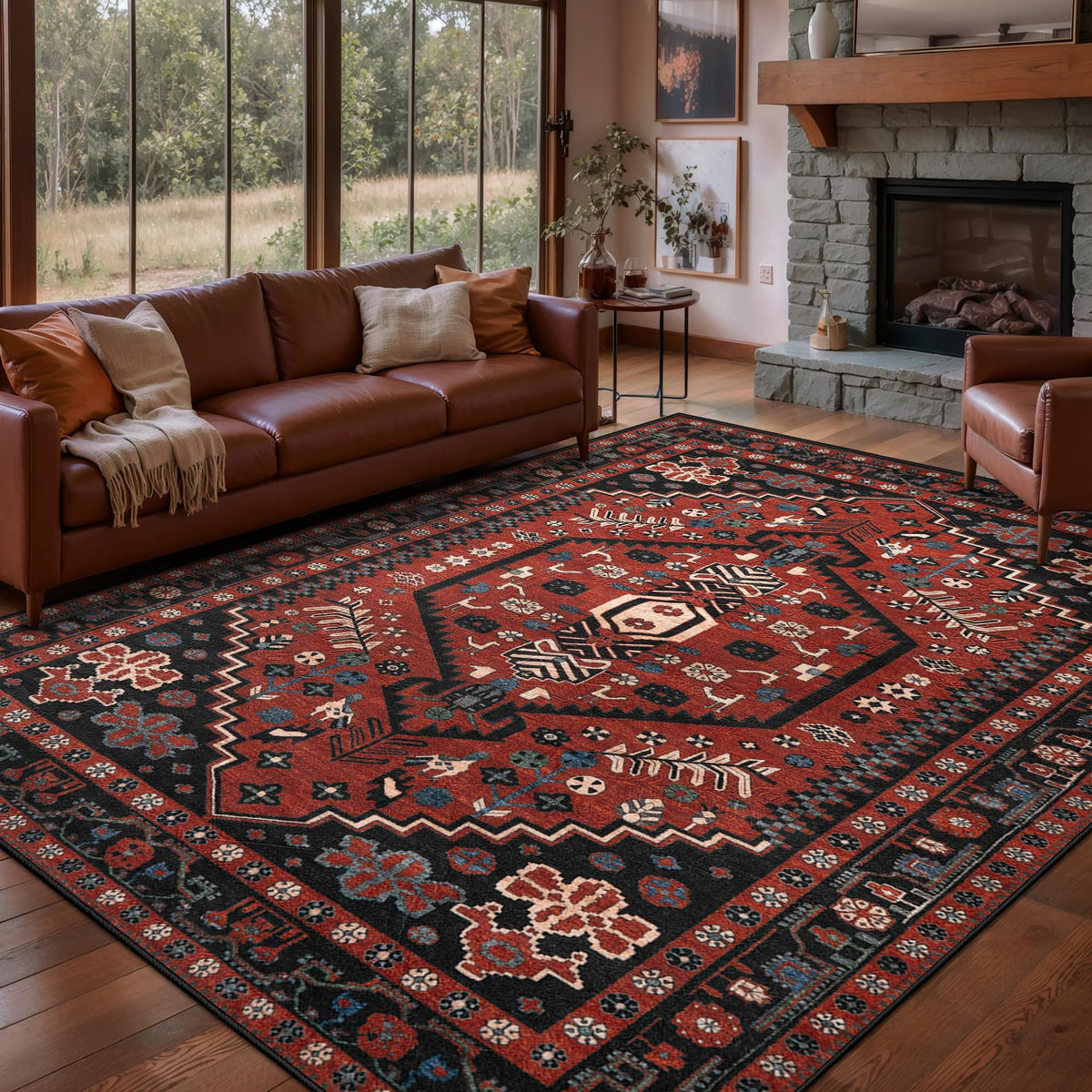 Ciicool Washable 3x5 Area Rug,Boho Non-Slip Indoor Mat for Entryway Kitchen