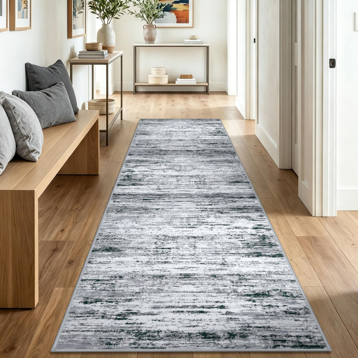 Lansny Abstract Washable 2x6 Runner Rug Non Slip Runners for Hallway