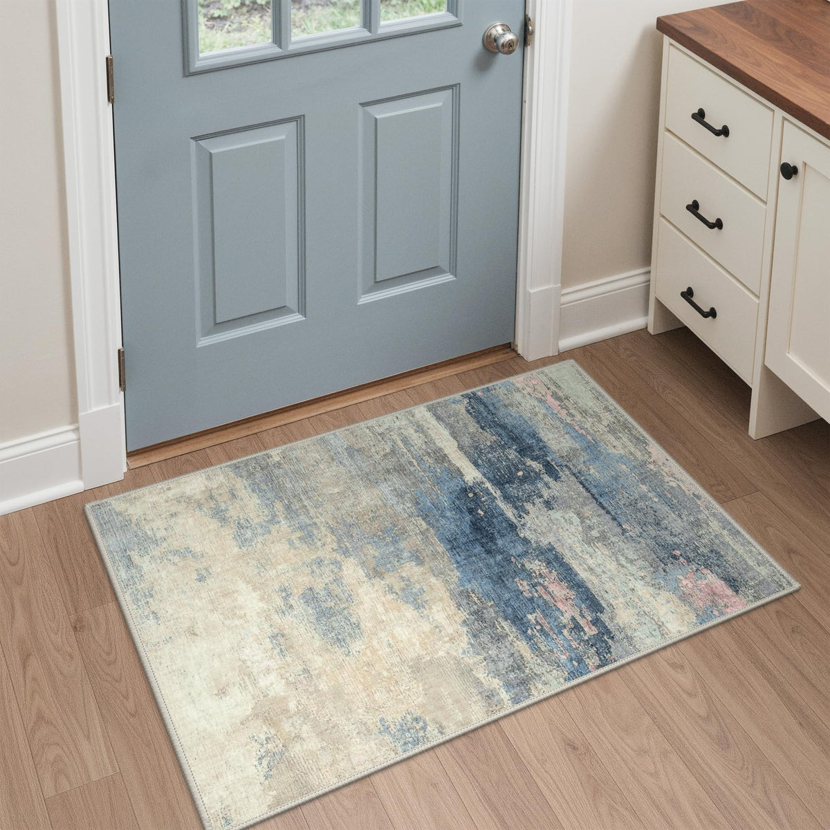 GENIMO 2x5 Washable Runner Rug Non Slip for Hallway, Light Taupe Brown