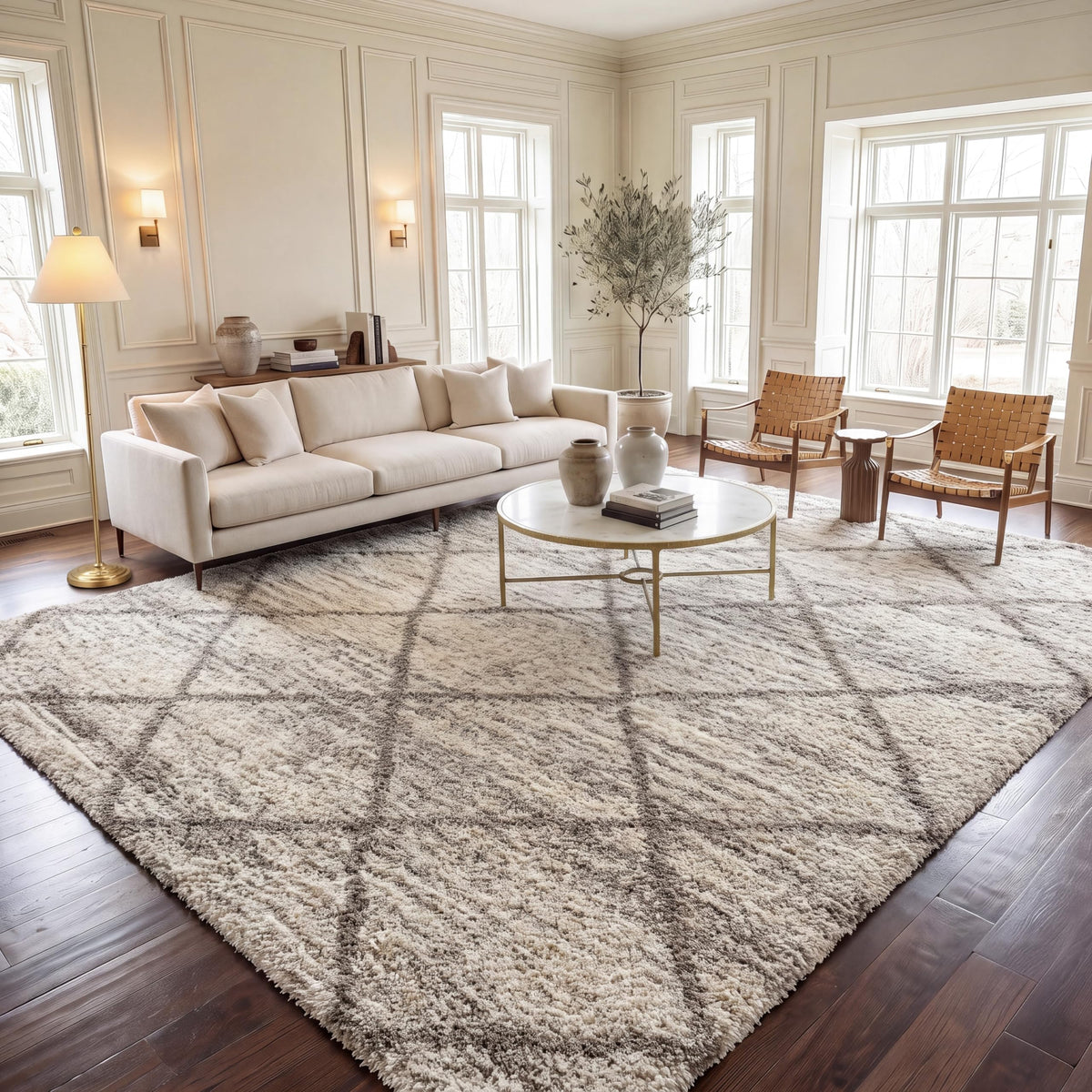 SAFAVIEH Hudson Shag Accent Rug 2'x3', Soft Distressed Grey & Ivory SGH281K