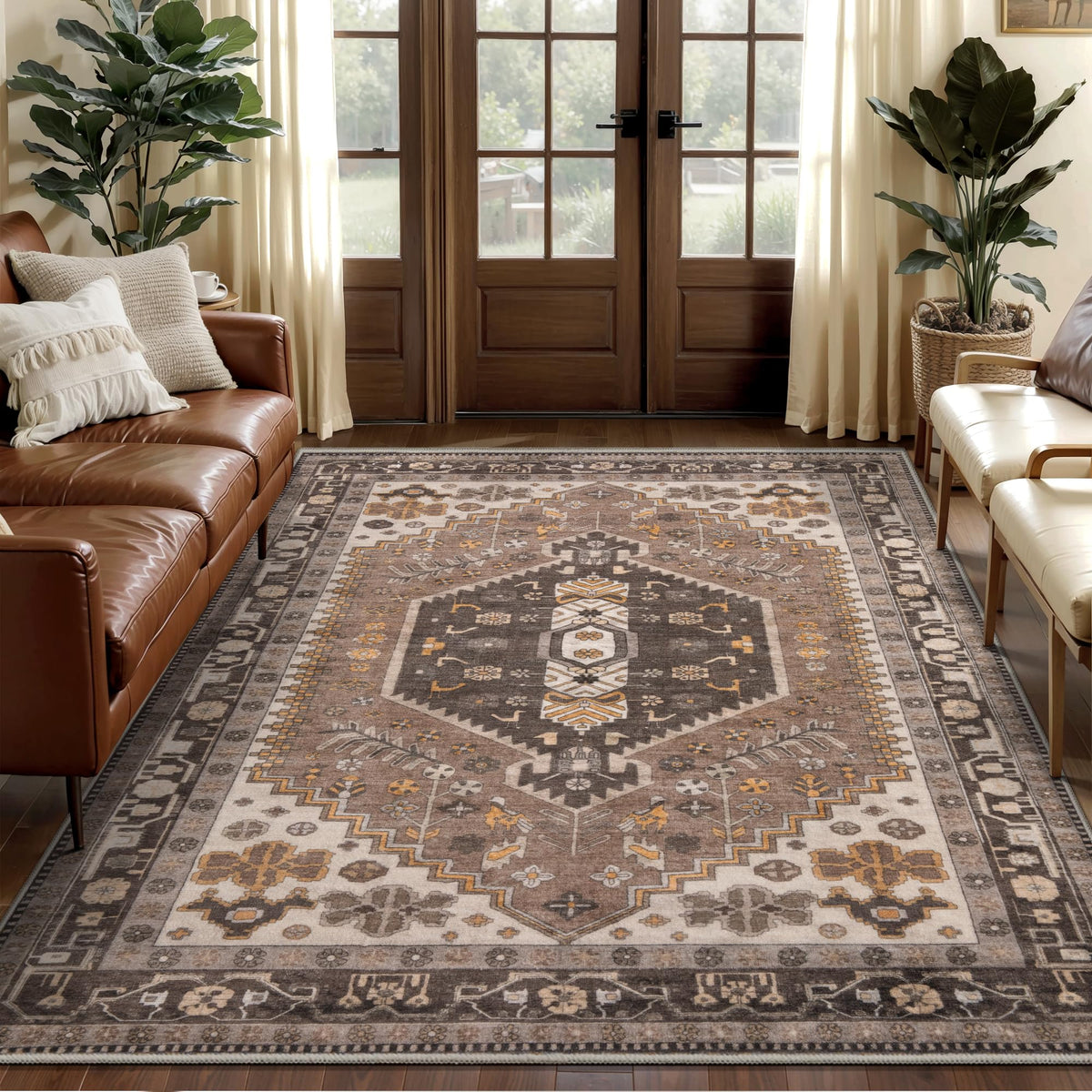 Ciicool Washable 3x5 Area Rug,Boho Non-Slip Indoor Mat for Entryway Kitchen