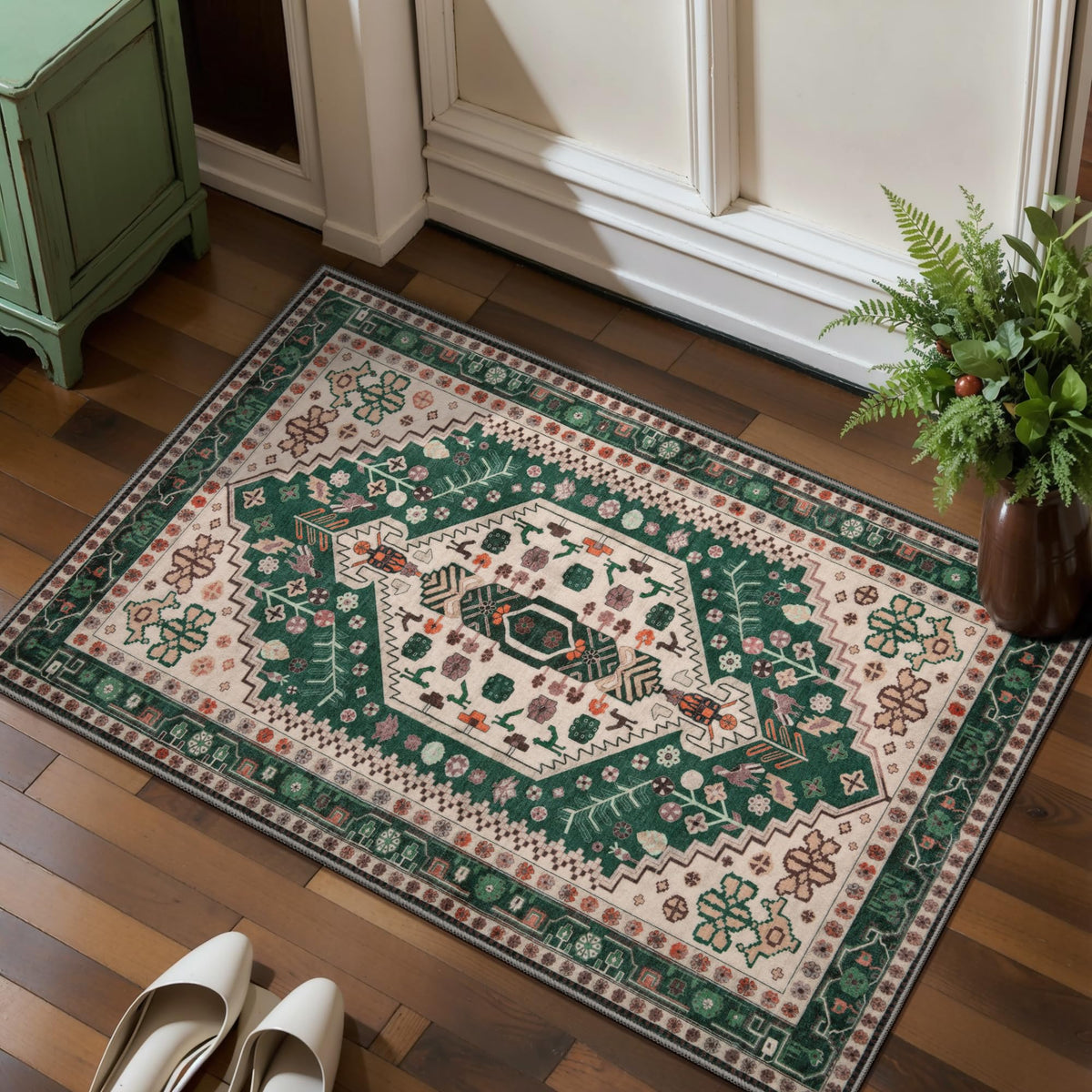 Ciicool Washable 3x5 Area Rug,Boho Non-Slip Indoor Mat for Entryway Kitchen