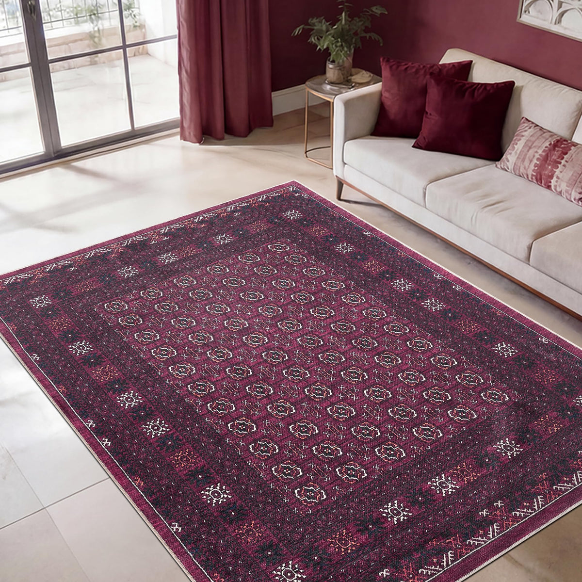 Keen Home Design Vintage Washable Entryway Rug, Non-Slip Low Pile, 2x3