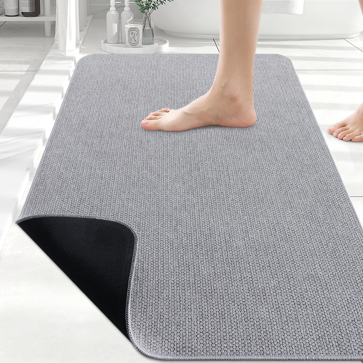Smiry Ultra Thin Bath Mat 30X20, Non Slip Rubber Washable Bathroom Rugs
