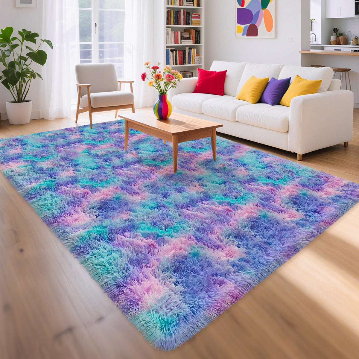Soft Fluffy Beige Runner Rug for Bedroom, Bedside Long Rug Runner