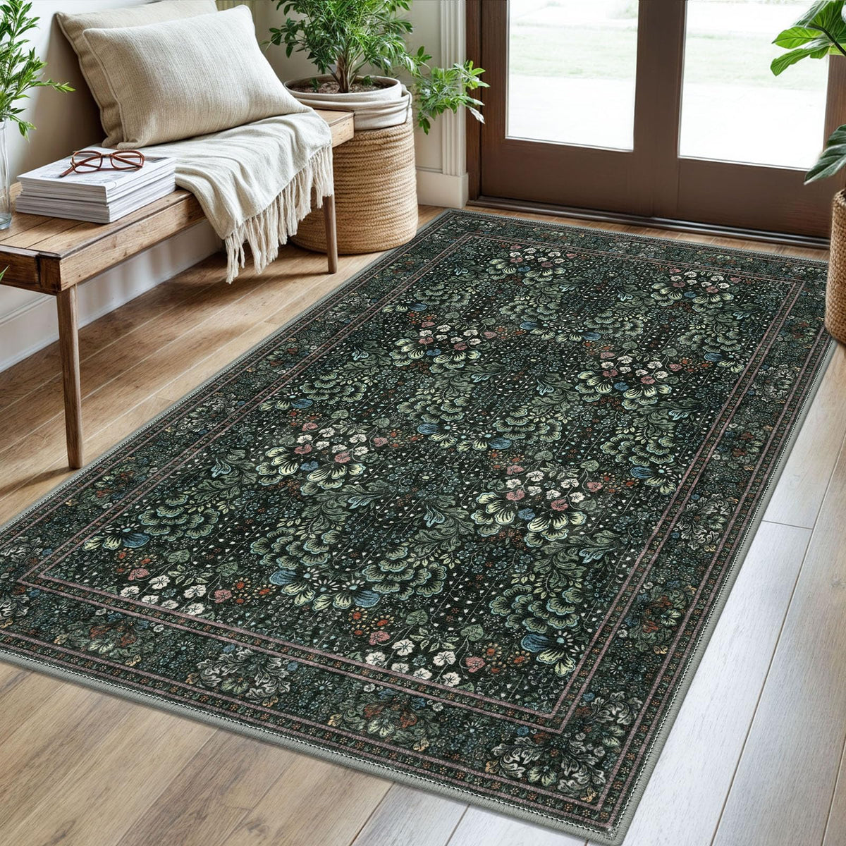 SIILOOM 2x3 Small Washable Area Rug Entryway Door Mat Indoor Kitchen Runner