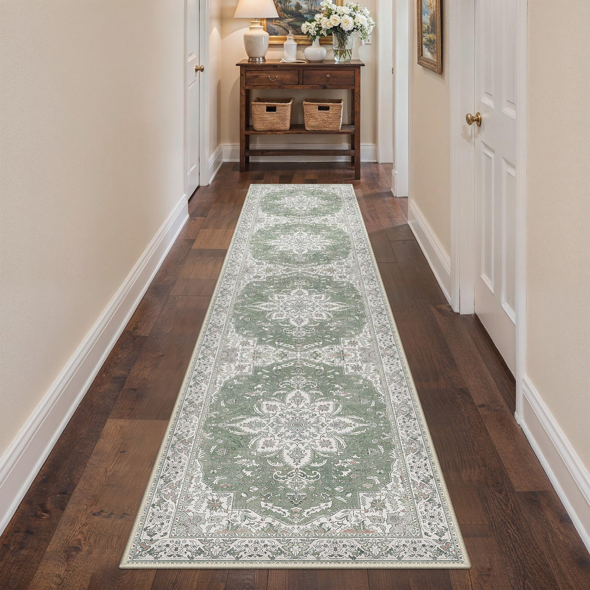 GENIMO 2x5 Washable Runner Rug Non Slip for Hallway, Light Taupe Brown
