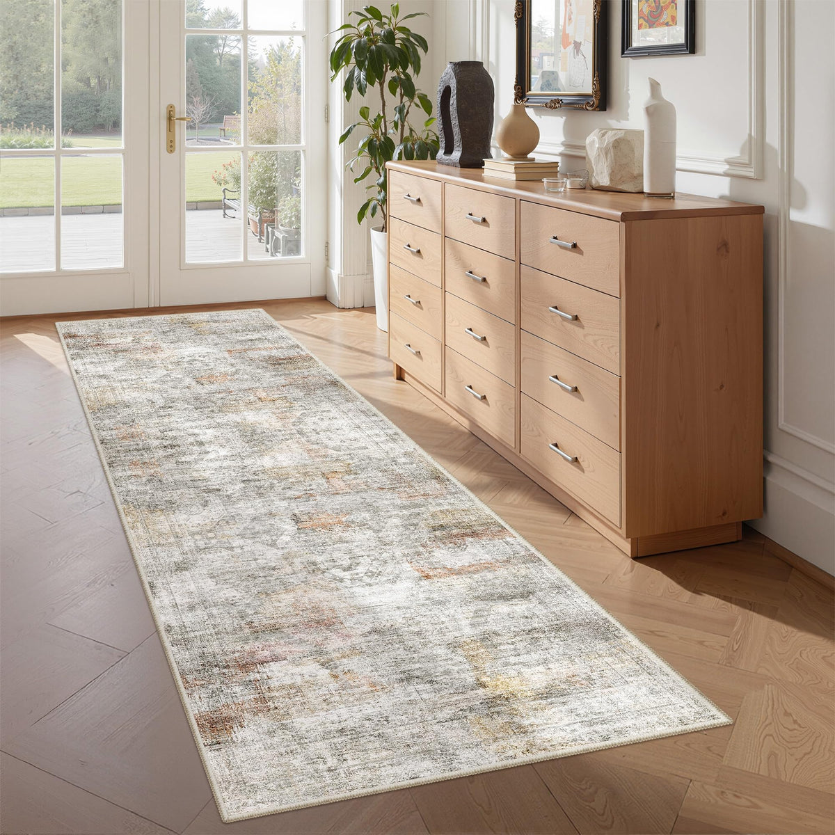 2x8 Runner Rug Non Slip,Washable Hallway Runner Rug,Beige