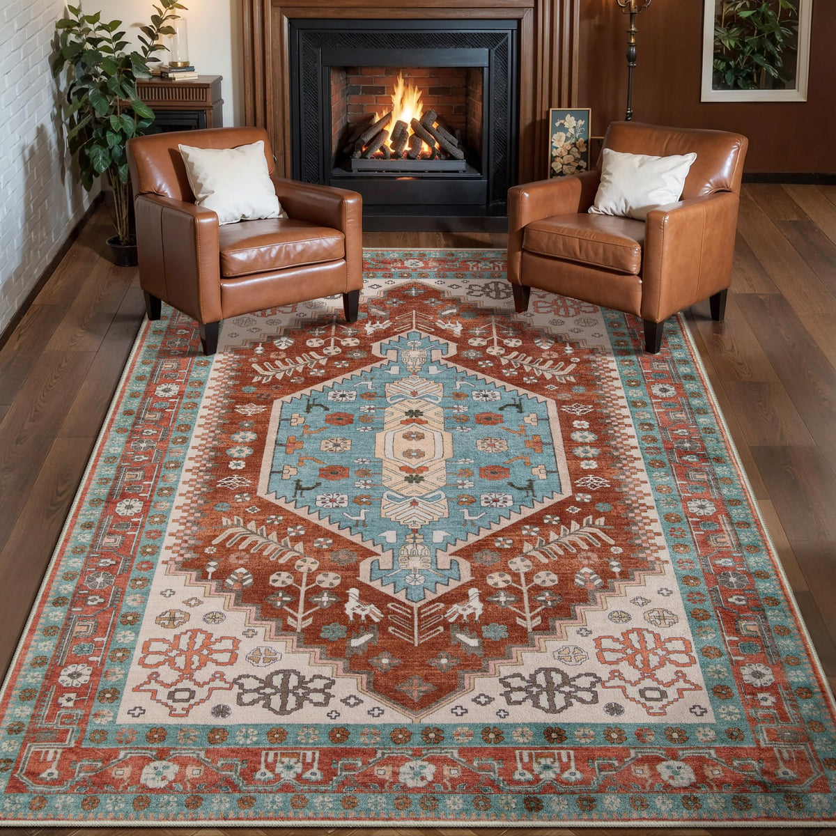 Ciicool Washable 3x5 Area Rug,Boho Non-Slip Indoor Mat for Entryway Kitchen