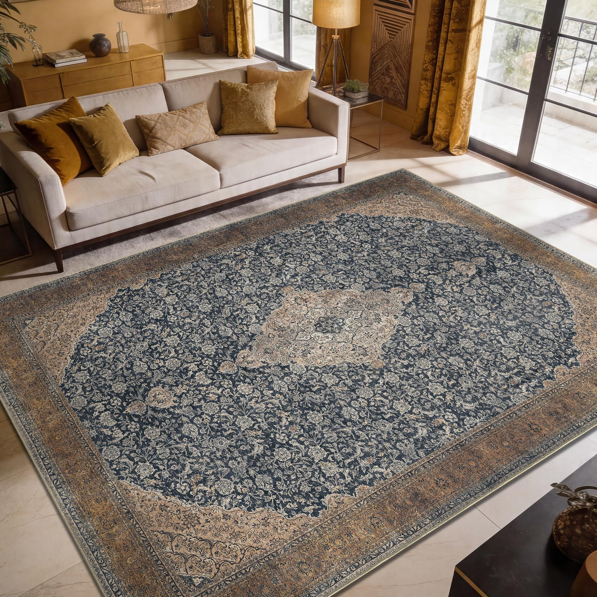 Keen Home Design Vintage Washable Entryway Rug, Non-Slip Low Pile, 2x3