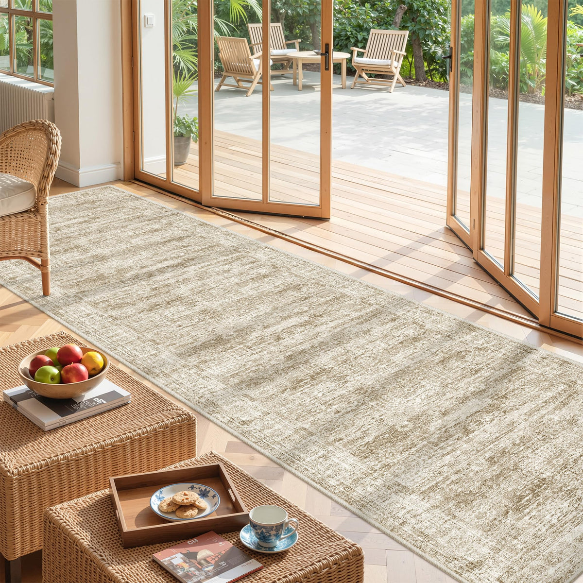2x8 Runner Rug Non Slip,Washable Hallway Runner Rug,Beige