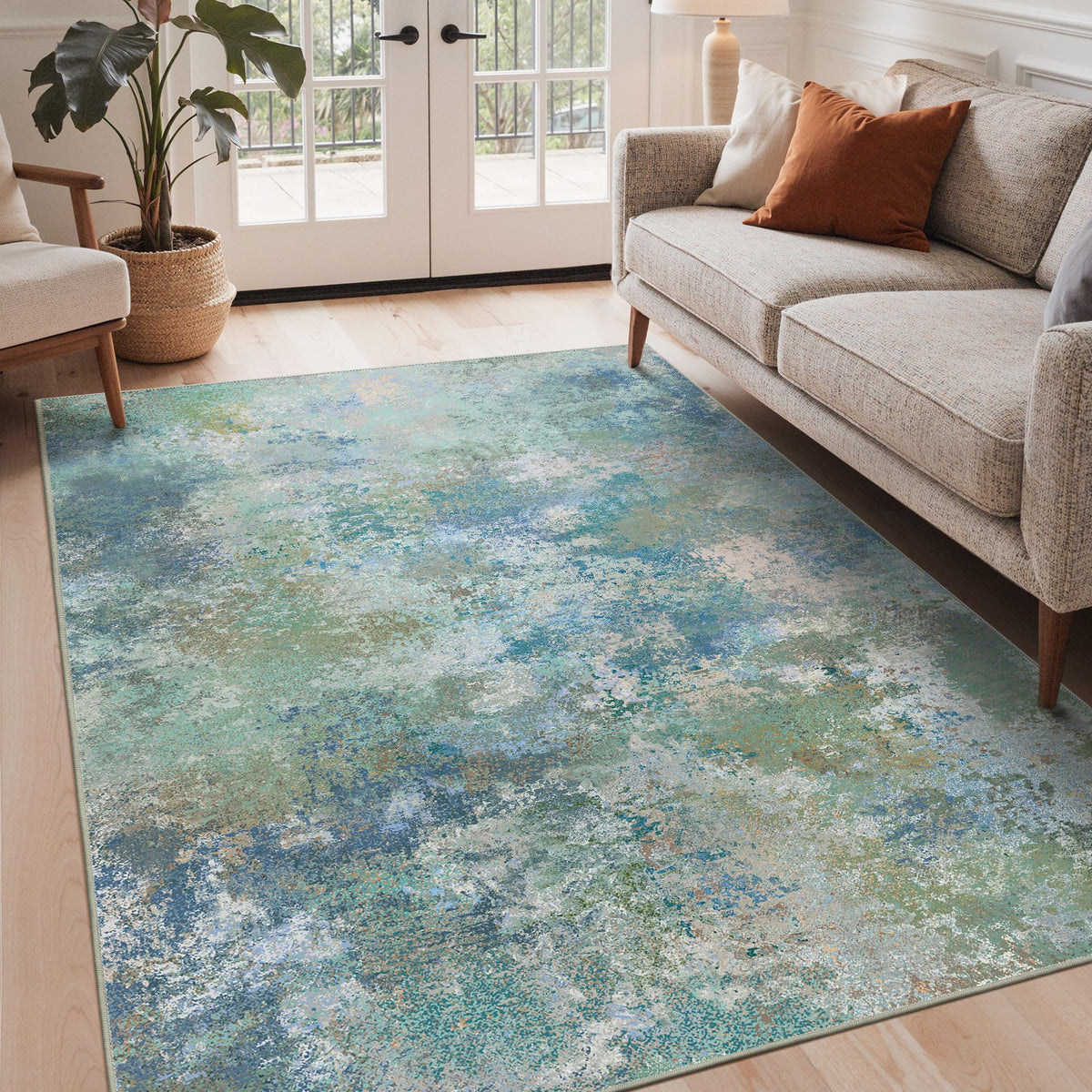 GENIMO 2x5 Washable Runner Rug Non Slip for Hallway, Light Taupe Brown