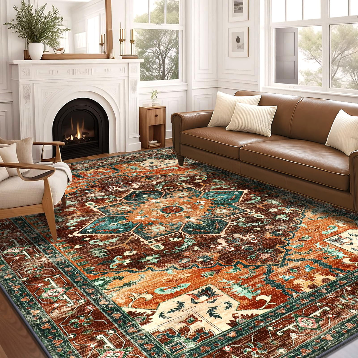 Yamaziot Washable Runner Rug, 2x8 Non-Slip Boho Vintage Hallway Kitchen Rug