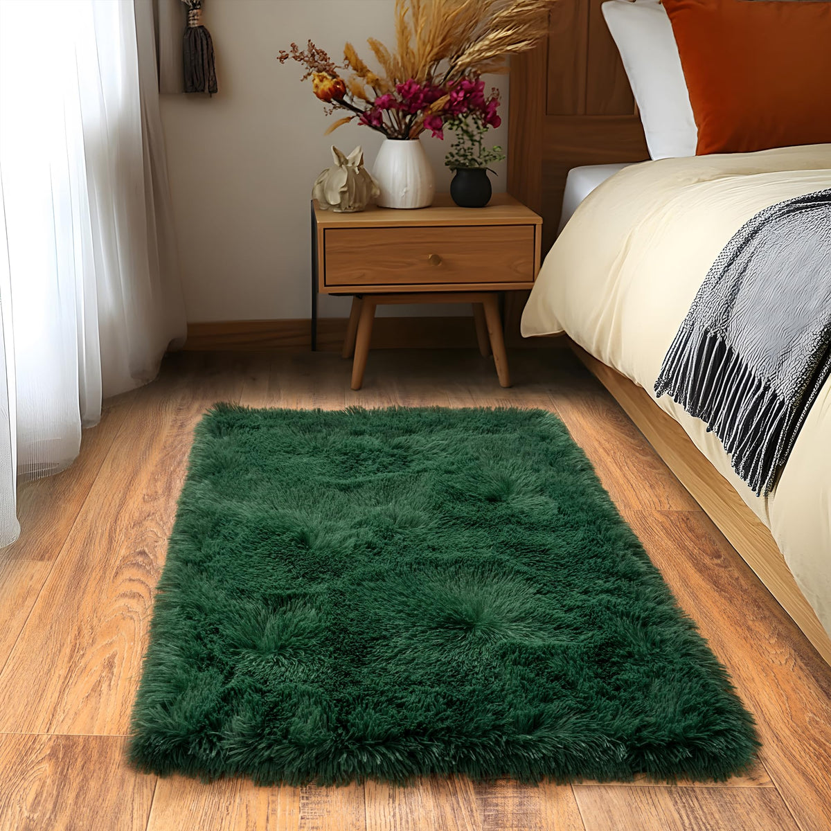 Small Black Area Rug, 2x3 Rug for Bedroom Shaggy Throw Rugs for Dorm Rug, Soft Shag Carpet for Kids Room, Plush Comfy Fluffy Bedside Rug for Home Decor Aesthetic