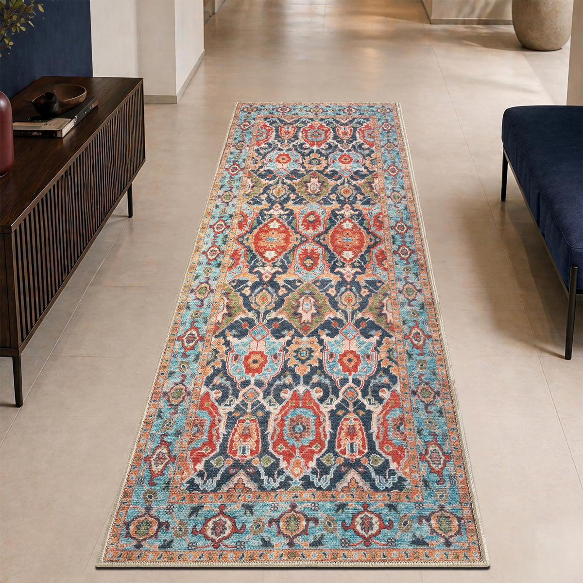Keen Home Design Vintage Washable Entryway Rug, Non-Slip Low Pile, 2x3