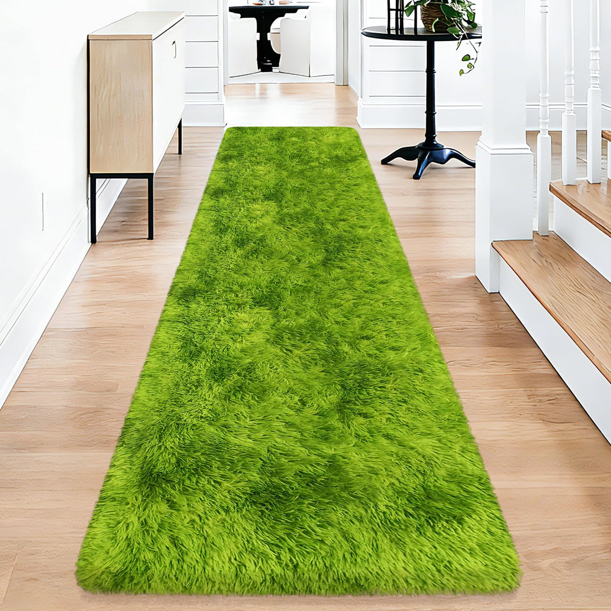 Soft Fluffy Beige Runner Rug for Bedroom, Bedside Long Rug Runner