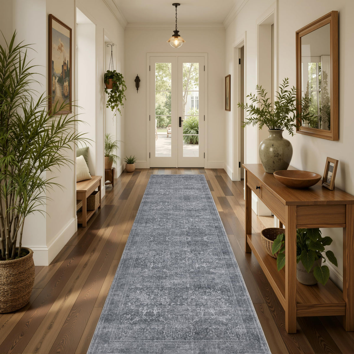 JOLLYVOGUE Entryway Rug, 2x3 Washable Vintage Floral Rug, Beige
