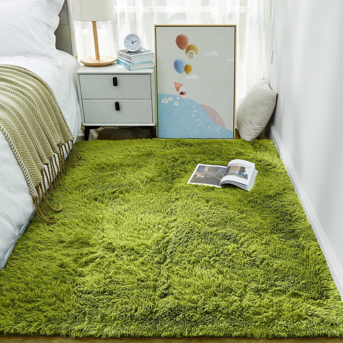 Ophanie Small Rug Upgrade Non Slip Throw Bedside Area Rugs, Fluffy Soft Grey Mini Bedroom Carpet, Affordable Door Entryway Indoor Inside Front Entrance Dog 2x3 Mat, Home Decor Aesthetic, Nursery